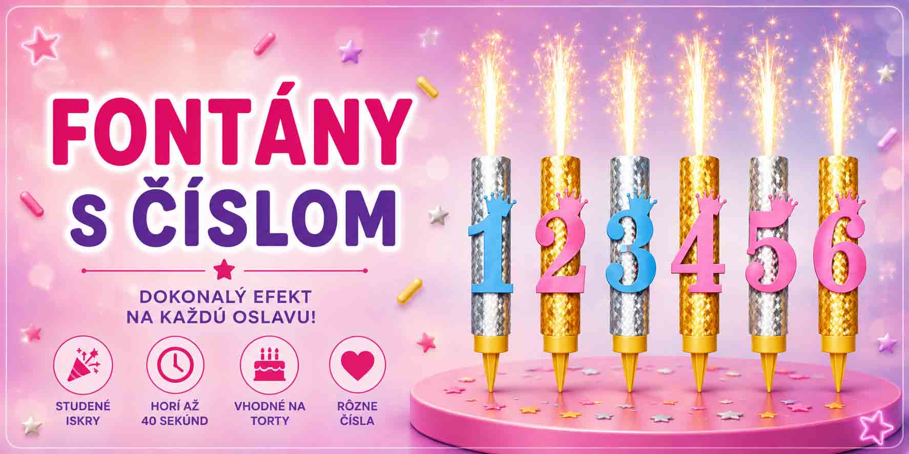 Tortové fontány s číslom