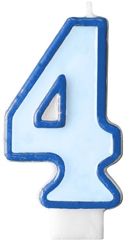 Sviečka modrá číslo 4,  výška 75mm
