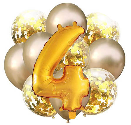 Balóny - Party, sada zlatá, 11 ks s číslom 4