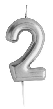 Sviečka STRIEBORNÁ číslo 2, výška 11cm