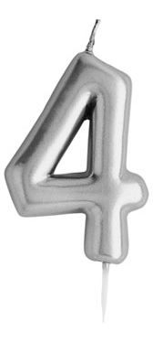Sviečka STRIEBORNÁ číslo 4, výška 11cm