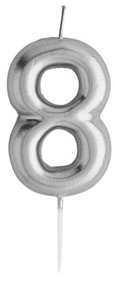Sviečka STRIEBORNÁ číslo 8, výška 11cm