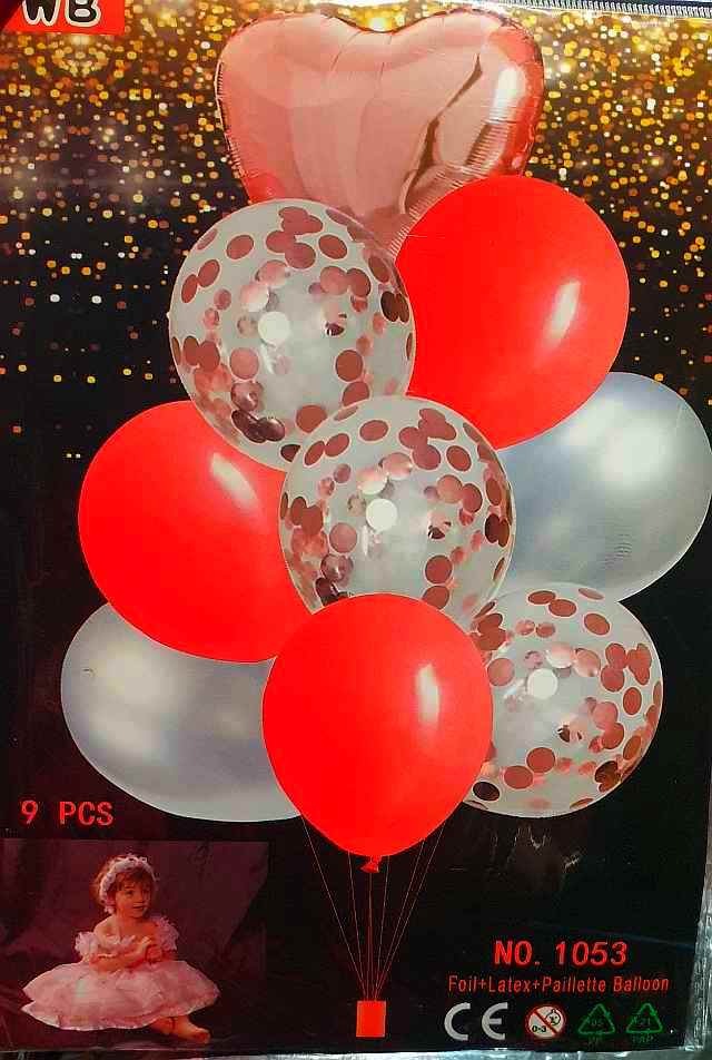 Balóny PARTY SADA 9ks SRDCE RUŽOVÉ