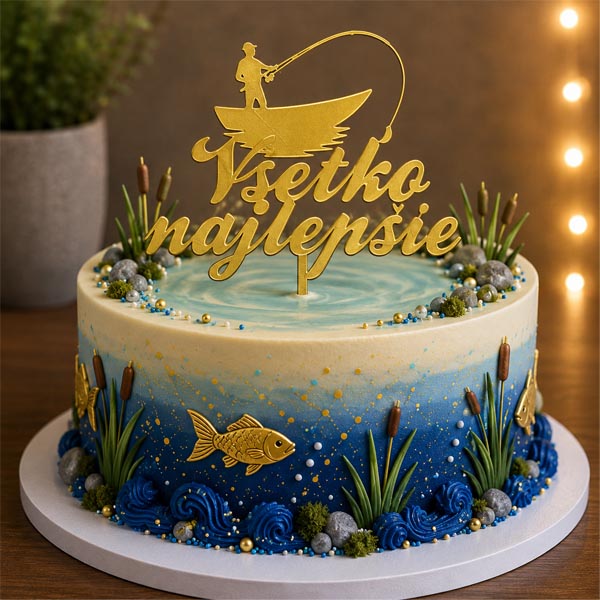 Zápich VŠETKO NAJLEPŠIE RYBÁR zlatý