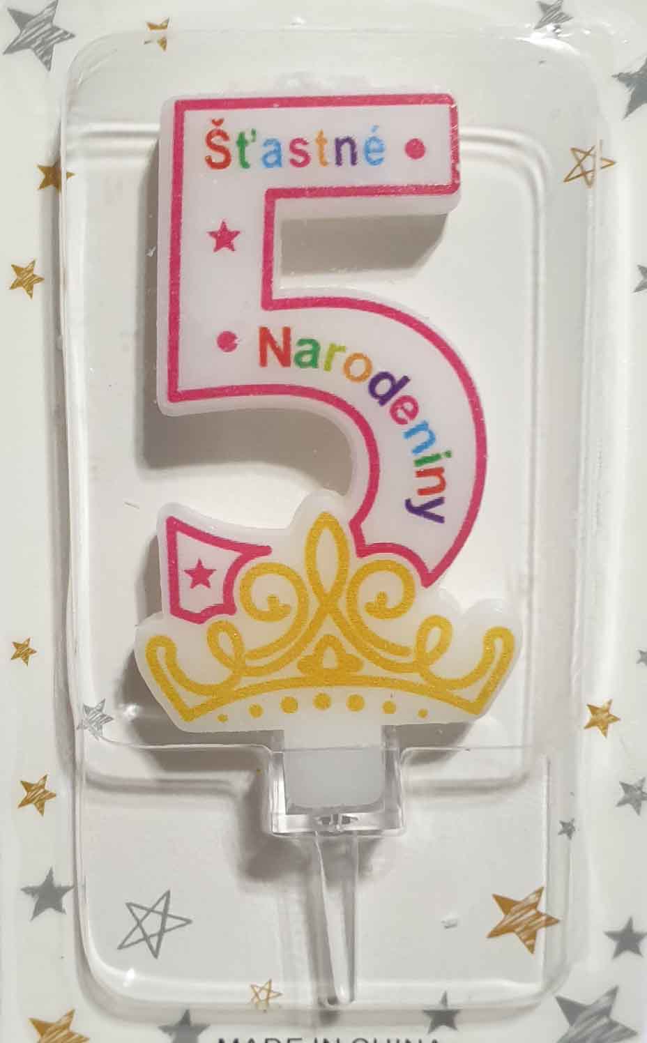 Sviečka ŠTASTNÉ NARODENINY červená č.5