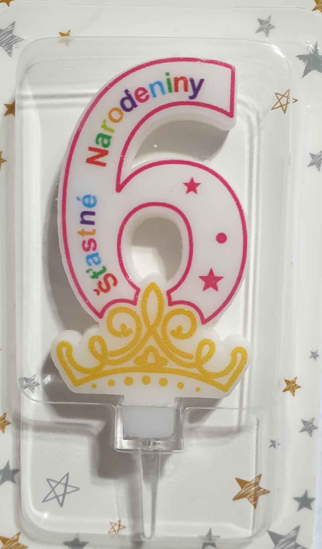 Sviečka ŠTASTNÉ NARODENINY červená č.6