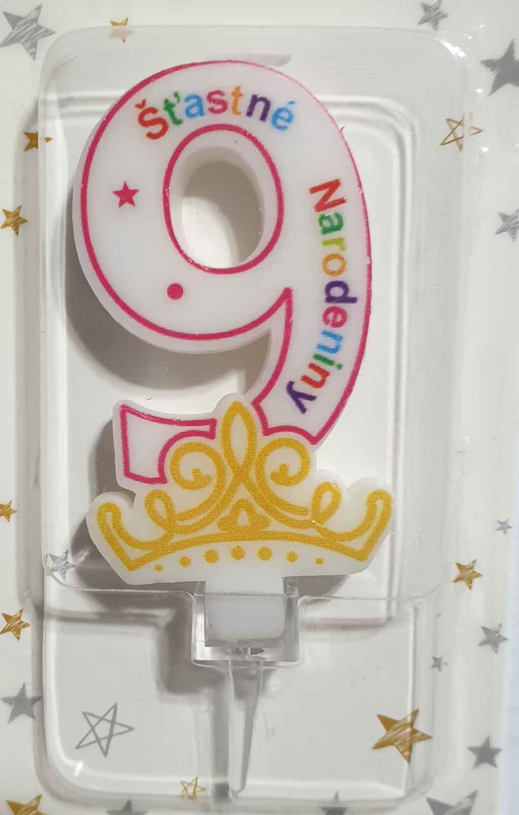 Sviečka ŠTASTNÉ NARODENINY červená č.9