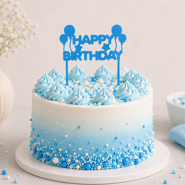 Zápich Happy Birthday s balónikmi modrý