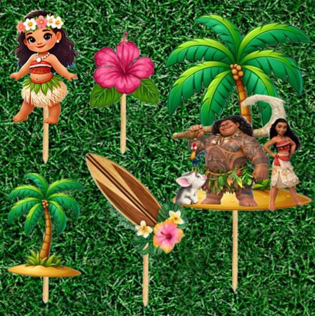 Papierové zápichy Moana – sada 5 ks