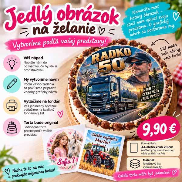 Jedlý obrázok na želanie – tlač na fondán