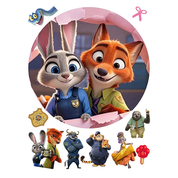 Zootopia – Zootropolis jedlý obrázok – Judy a Nick s kamarátmi