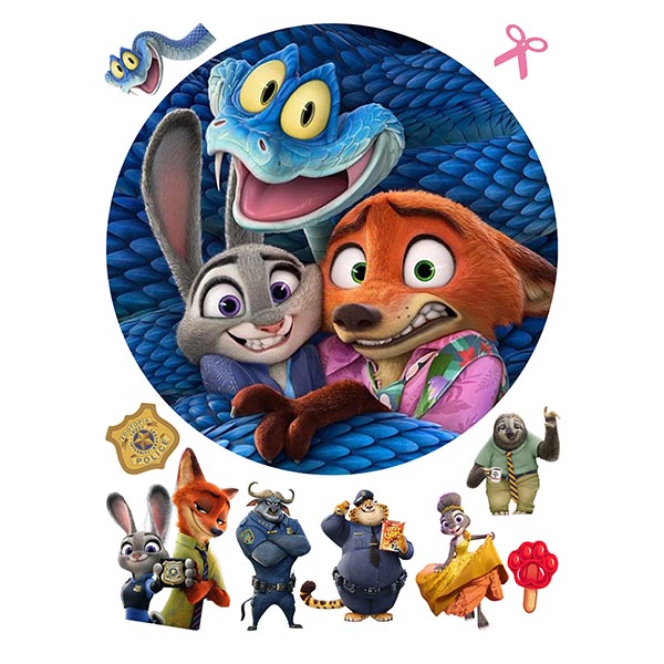 Zootopia – Zootropolis jedlý obrázok – Judy, Nick a veselý had