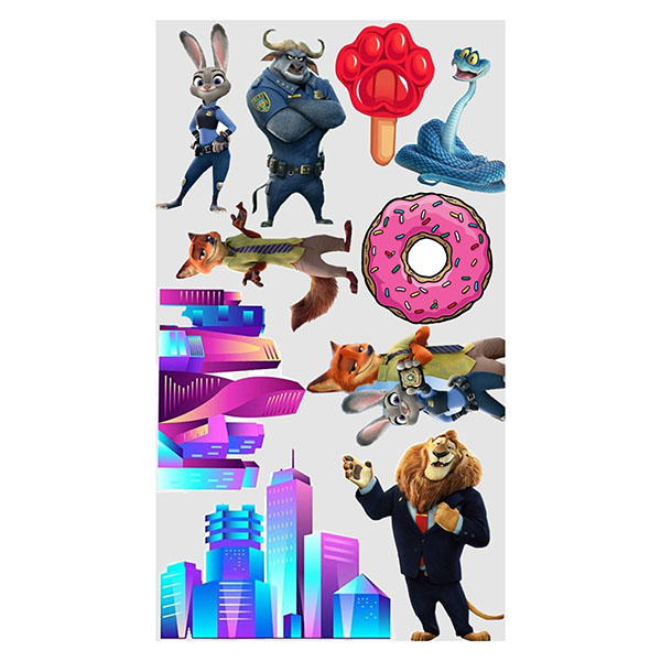 Zootopia – Zootropolis jedlý obrázok – farebné mesto a postavičky