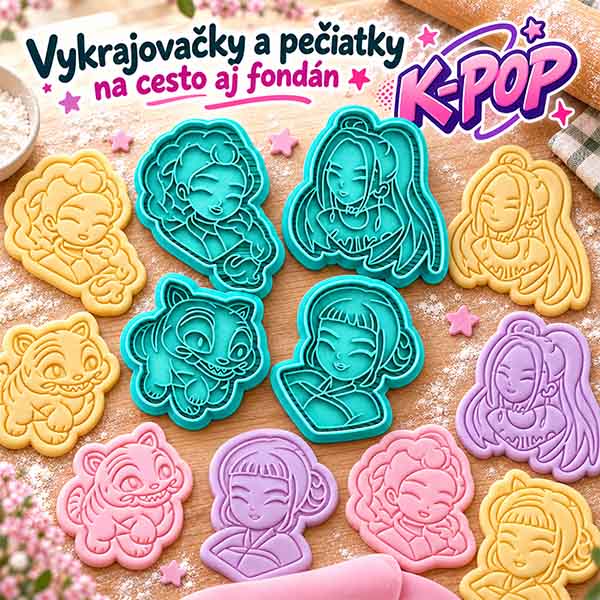 K-POP – vykrajovačky a pečiatky na cesto a fondán, sada 4 ks